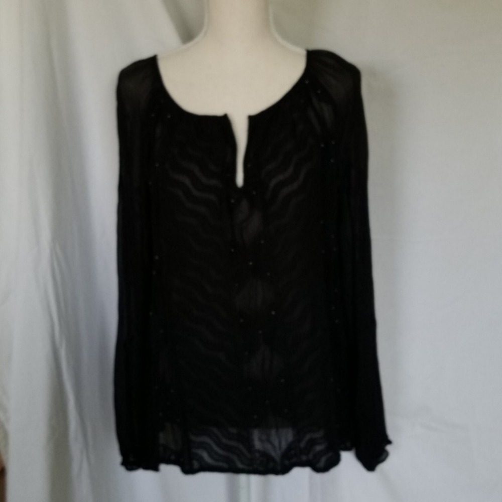 Lucky Brand Embroidered Blouse w/Embellishments